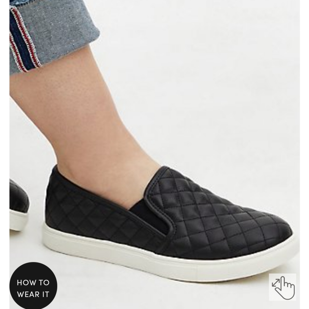 Torrid Black Faux Leather Quilted Slip On Sneakers - 9.5WW - Picture 2 of 7